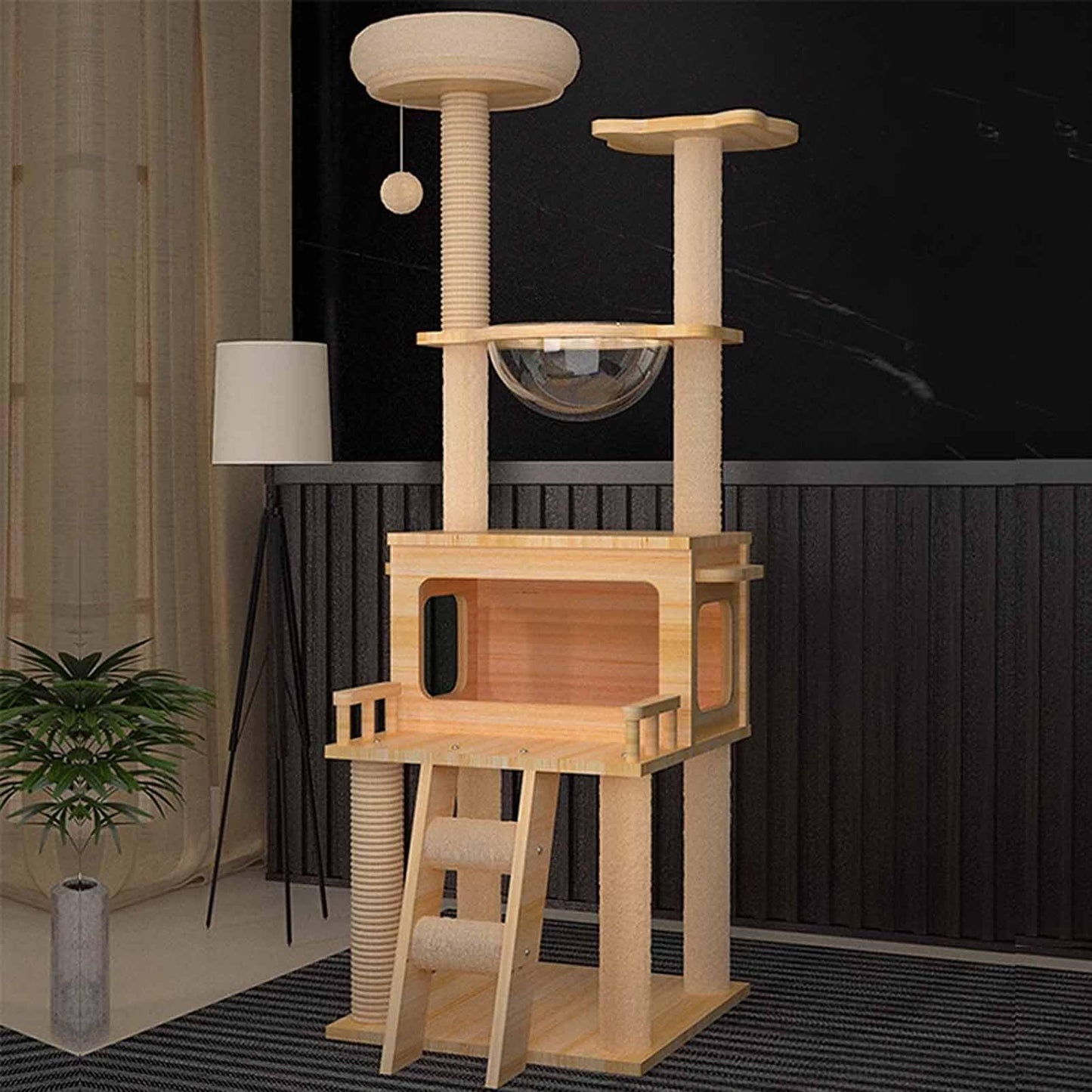 Tall Cat Tower with Scratching Posts, Plush Perches & Multi-Level Cat Activity Center