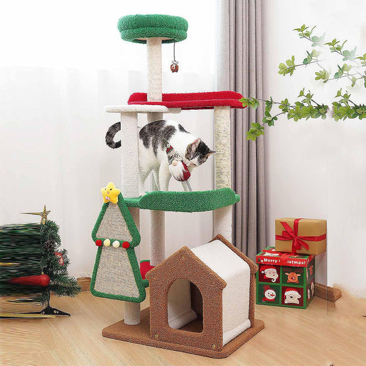 Tall Cat Tree Tower for Large Cats with Scratching Post, Condo & Climbing Furniture