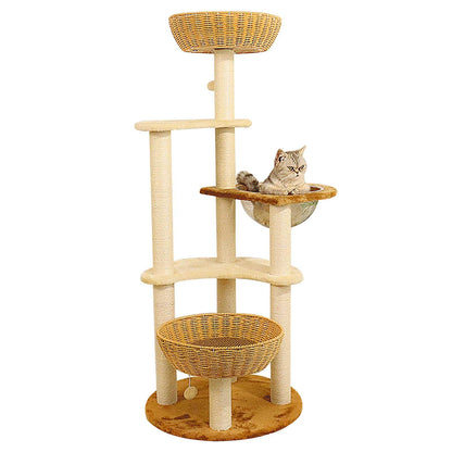 141cm Multi-Level Cat Tree Tower with Sisal Scratching Posts & Climbing Activity Center