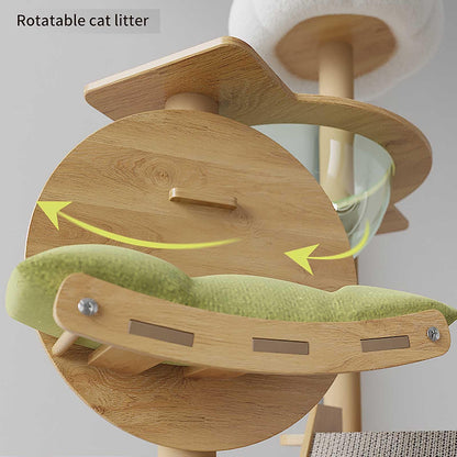 Tall Cat Tree Tower with Scratching Posts, Tunnel, Condo, Hammock & Ladder for Indoor Cats - Green