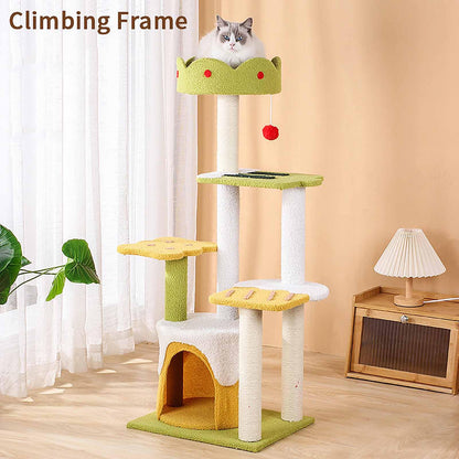 Cat Tree Tower with Sisal Scratching Posts, Perch & Hanging Toys for Indoor Cats - Green