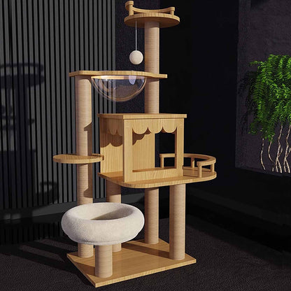Tall Cat Tower with Scratching Posts, Plush Perches & Multi-Level Cat Activity Center