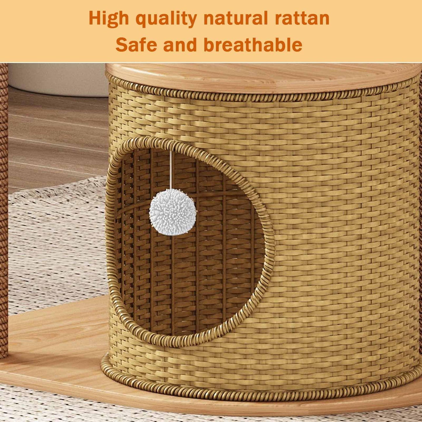 Multi-Level Cat Tree Tower with Sisal Scratching Posts, Hanging Toys & Cat Condo
