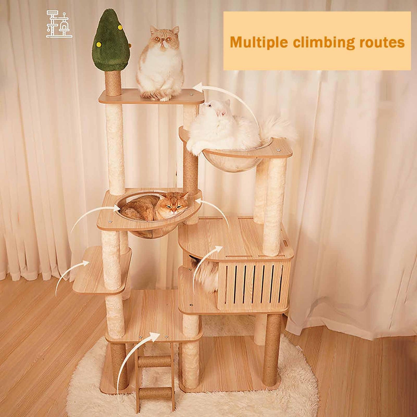 171cm Large Cat Tree Tower with Condos, Scratching Posts, Perches & Baskets for Indoor Cats