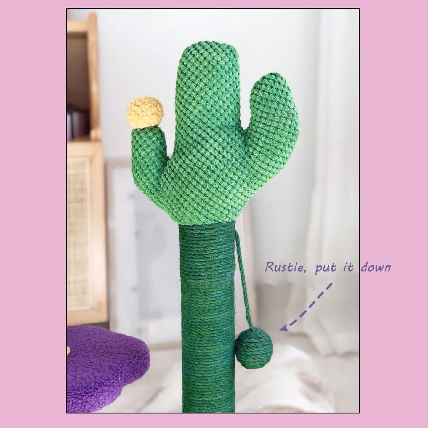 Luxury Cactus Cat Tree Tower with Flower Hammock & Sisal Scratching Post - Purple