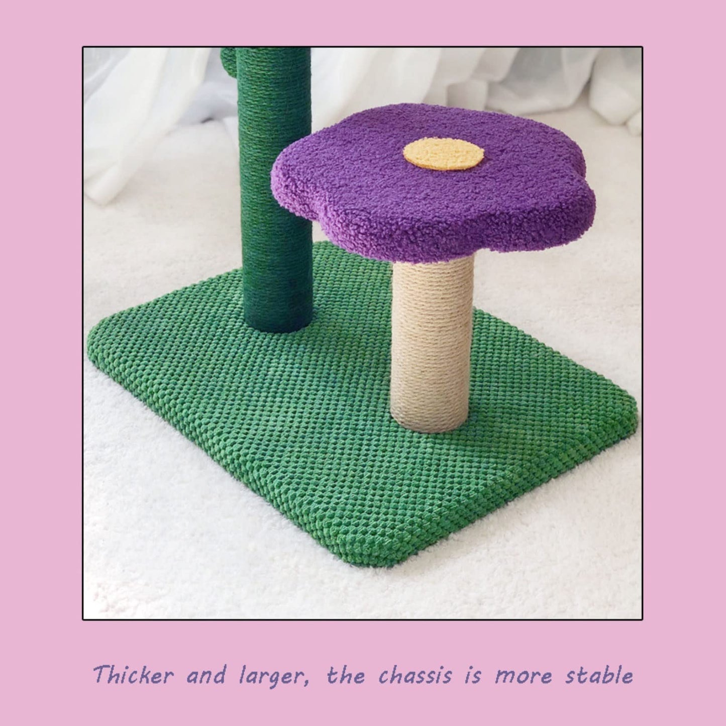 Luxury Cactus Cat Tree Tower with Flower Hammock & Sisal Scratching Post - Purple