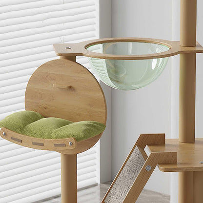 Tall Cat Tree Tower with Scratching Posts, Tunnel, Condo, Hammock & Ladder for Indoor Cats - Green