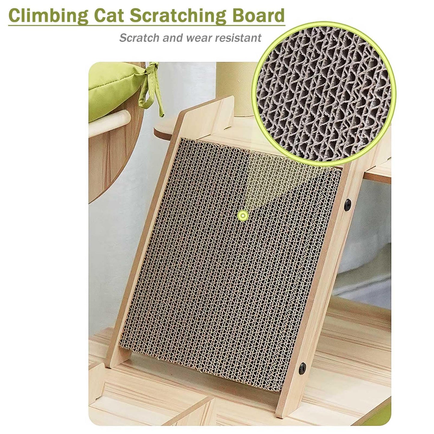 Tall Cat Tree Tower with Scratching Posts, Tunnel, Condo, Hammock & Ladder for Indoor Cats - Green