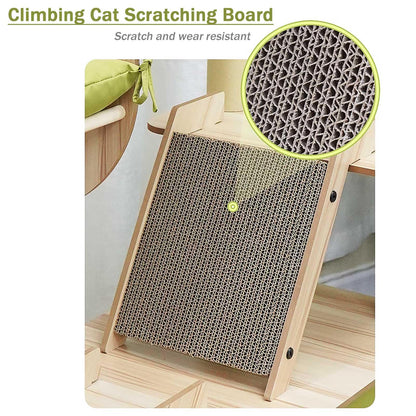 Tall Cat Tree Tower with Scratching Posts, Tunnel, Condo, Hammock & Ladder for Indoor Cats - Green