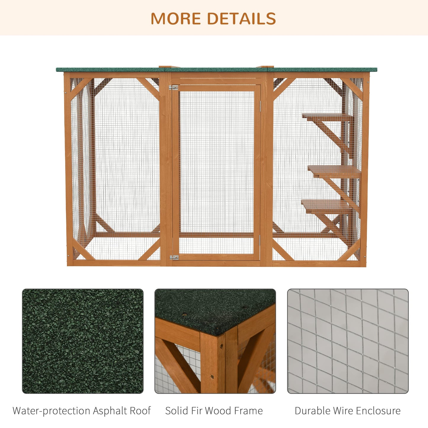 PawHut Outdoor Cat House Wooden Catio Shelter with Platforms & Weatherproof Roof