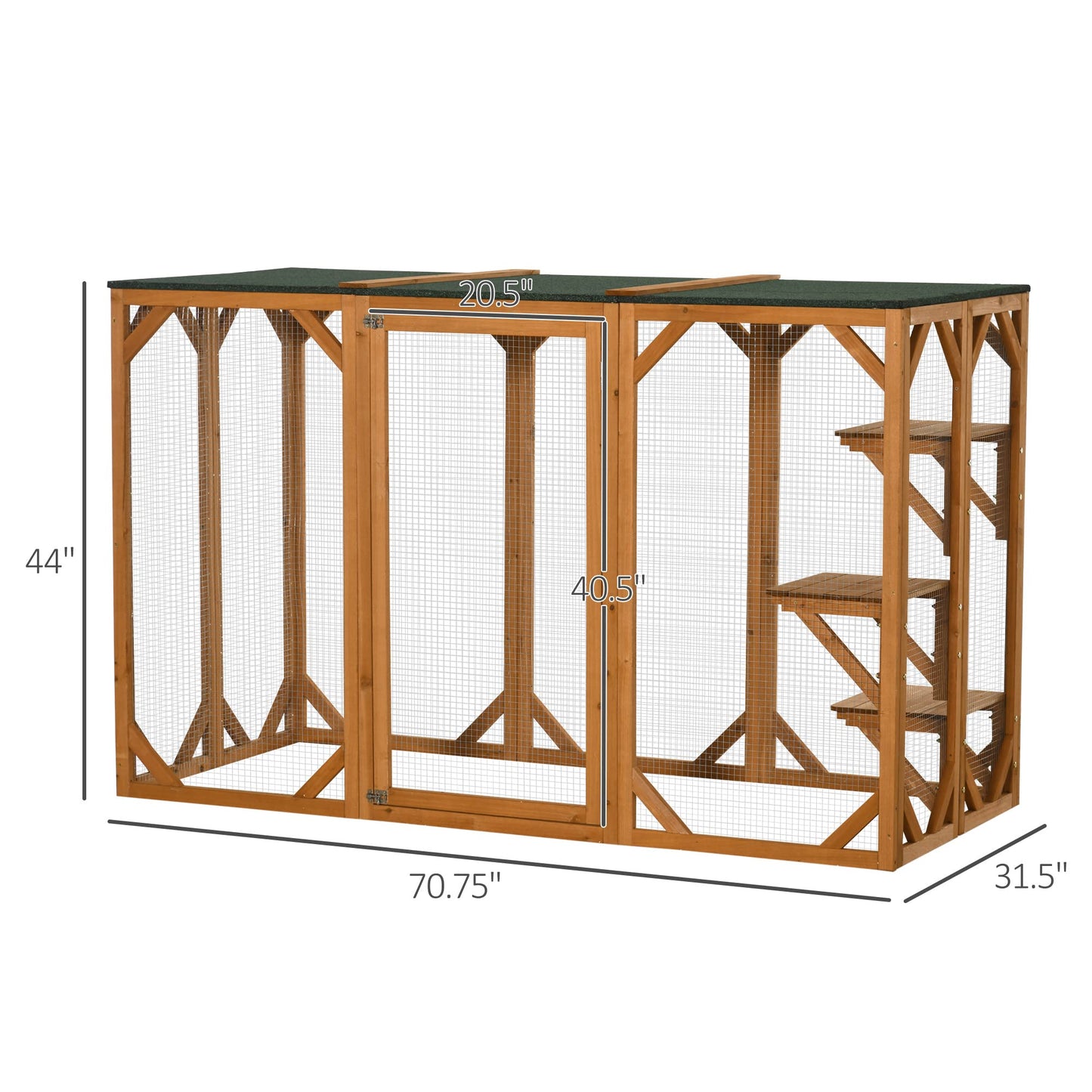 PawHut Outdoor Cat House Wooden Catio Shelter with Platforms & Weatherproof Roof